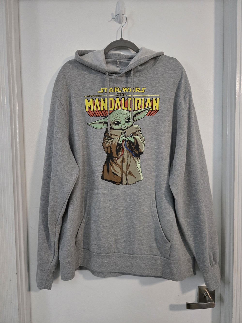Star Wars Grey Hoodie with The Mandalorian Baby Yoda Graphic